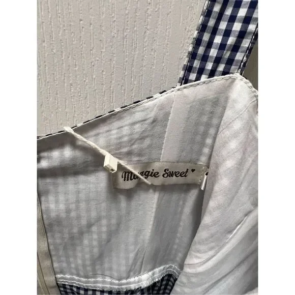 Maggie Sweet Women's Julieta tiered Gingham Tie Front Fit & Flare Dress NWT S - Picture 4 of 5